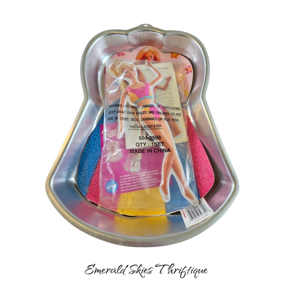 Vintage Wilton Barbie Doll Cake Pan w/ Original Barbie Pick, Mattel 90s Party